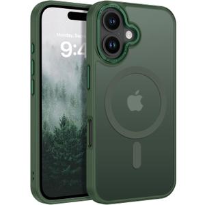 BENTOBEN Magnetic for iPhone 16 Case [Compatible with Magsafe] Translucent Matte Phone Case iPhone 16 Slim Thin Shockproof Women Men Girls Boys Protective Cover Cases for iPhone 16 6.1", Forest Green