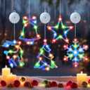 5PC Christmas Window Lights Decorations, Window Christmas Decorations with Suction Cup, Lighted Bell Tree Reindeer Snowflake Star with Timer Function, for Windows, Glass Walls, Christmas Trees (Colourful)