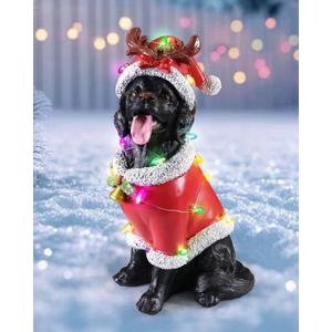 Lighted Christmas Decoration Outdoor Dog Statue, Dog Sculpture Figurine with Pink Christmas Outfit & Lights for Garden, Patio and Yard, Indoor Holiday Dcor Gift for Mom and Dad (Golden Retriever)