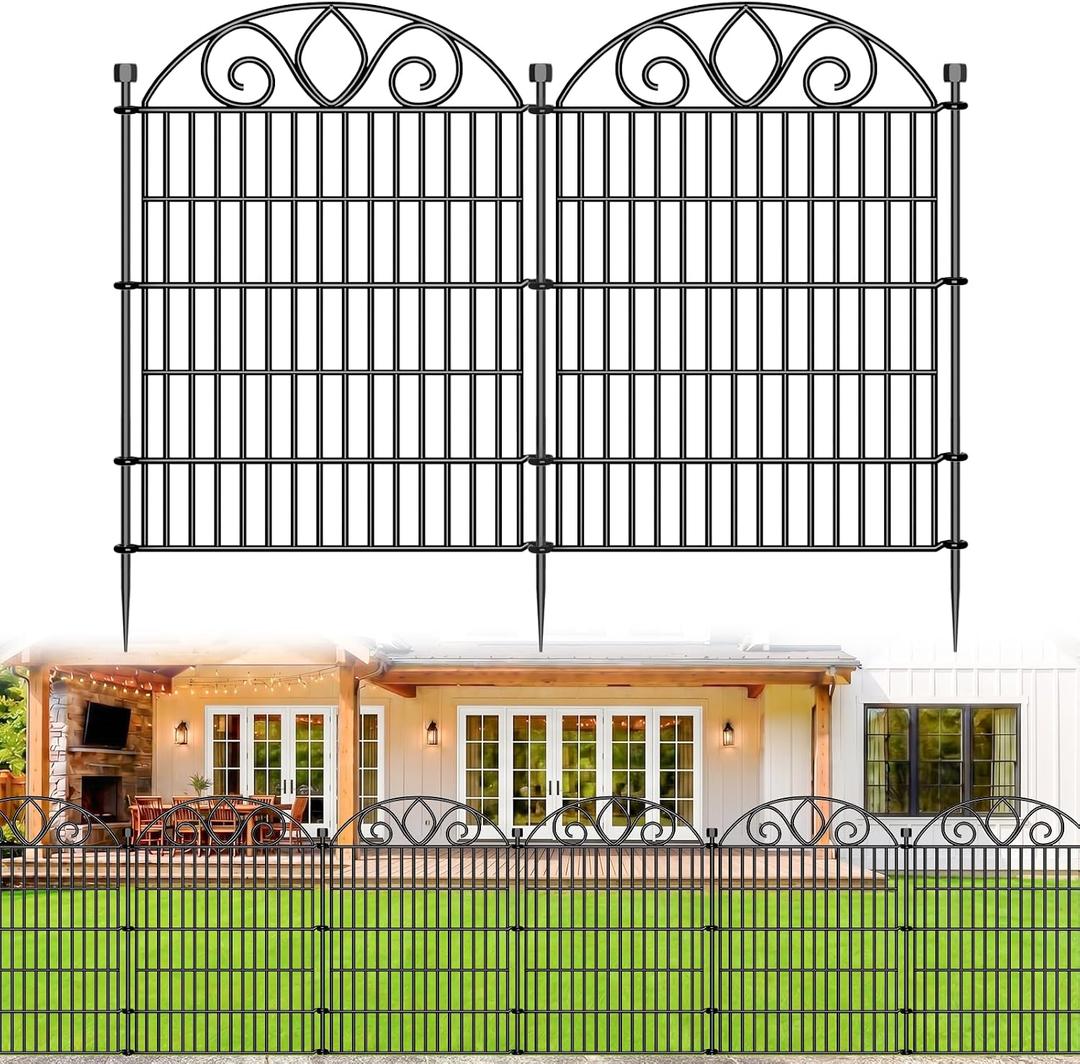 No Dig Garden Fence, Outdoor Dog Fence for Yard, 34in, 10Panels