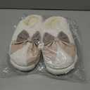 Plush Cute Bow Slippers for Women  Furry Comfy Indoor Outdoor Non-Slip House Slippers (White)