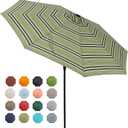 Tempera Patio Market Outdoor Table Umbrella with Push Button Tilt and Crank,Large Sun Umbrella with Sturdy Pole&Fade resistant canopy,Easy to set (9FT, Grass Stripe)