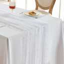 Fanami 3 Pack Pearl Table Runner -10FT Ivory White Boho Tulle Table Runners 120 Inches Long Rustic Sheer Lace Fabric Centerpieces for Wedding Arch Birthday Party Bridal Veil Baby Shower Decorations