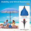 HOMEDEMO 8FT Large Beach Umbrella with Weight Bag & Sand Anchor, Outdoor Umbrellas with Adjustable Aluminum Pole and Table, Heavy Duty Windproof & UPF 50+