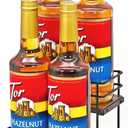 4 Bottle Coffee Syrup Organizer Rack, 2 Tier Coffee Syrup Bottle Stand Holder for Coffee Bar, Installation-free, Liquor Bottle Display Shelf, Coffee Syrup Shelf for Liquor Whiskey Wine Display