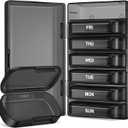 PULIV Weekly Pill Organizer with Large Capacity, Dual Protection (Black)
Pill Box 7 Day, Arthritis Friendly Pill Case Easy to Open, Medicine Organizer for Vitamins, Medication, Fish Oils, Supplement
