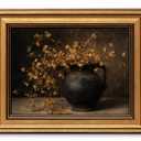 Vintage Gold Framed Floral Wall Art Rustic Dark Moody Flower Painting Picture Wall Decor Farmhouse Still Life Botanical Poster Print Artwork for Living Room Kitchen Bedroom Bathroom Home Decoration