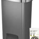 EKO Hana Select 13.2 Gallon / 50L Step Trash Can, Large Plastic Kitchen Trash Can with Stainless Steel Lid, Soft-Close & Stay-Open, Deodorizer Compartment, Wide Steel Pedal Garbage Can for Home, Grey