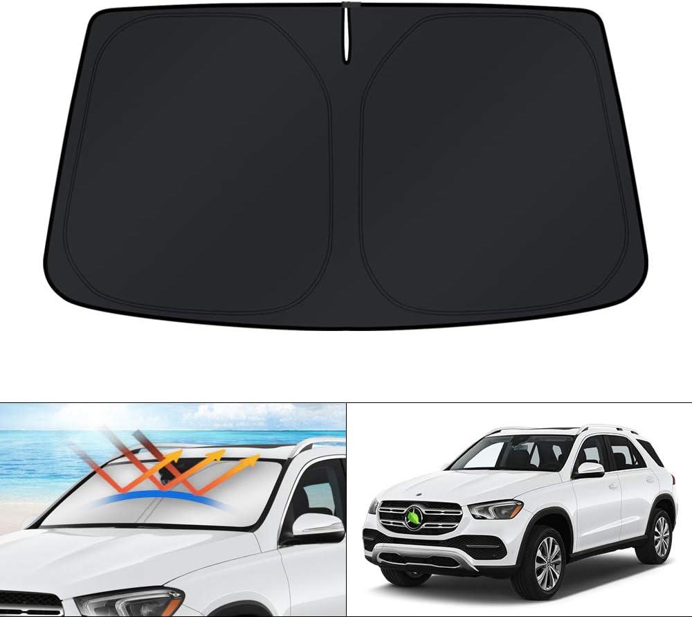 KUST Windshield Sunshade for 2012-2025 2026 Mercedes Benz GLE 350 450 Accessories 4-Layers Windshield Sun Shade Foldable Window Sun Visor Protector Blocks UV Rays Keep Your Car Cooler