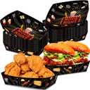 No Folding Required 50 Pack Movie Night Snack Tray 2 Lbs Large Disposable Paper Food Plates Party Supplies Boat Boxes Basket Container Holder for Burger Fries Hot Dog Taco BBQ Nacho Popcorn