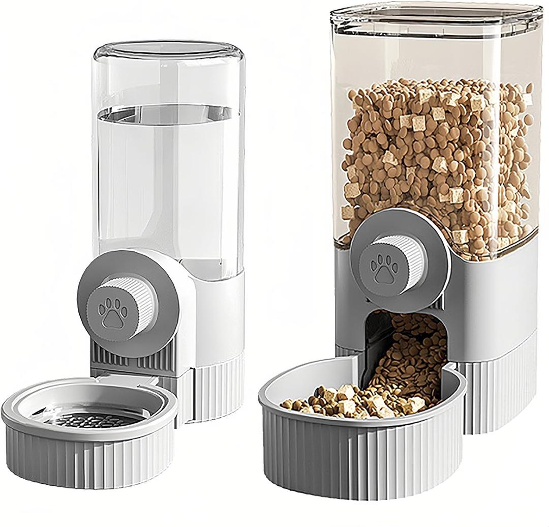 GKYZBB Gray Hanging Automatic Food Water Dispenser,Rabbit Feeder Guinea Pig Water Bottle Food Feeder for Ferret Guinea Pig Rabbit Bunny Cage Accessories