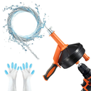 Drain Auger, Clog Remover with Drill Adapter, 25 Feet Flexible Plumbing Snake Use Manually or Powered for Kitchen,Bathrom and Shower Sink, Comes with Gloves (orange)