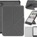 Case Compatible with 6" Kobo Clara Colour/BW (2024)/2E (2022), Includes a Screen Protector - PU Leather Cover with Auto Sleep/Wake (One Size, Grey)