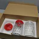 Valentine's Day Cookie Jars Glass Candy Jar with Heart Lids Decorative Heart Containers Food Storage Canister with Airtight Lid for Valentines Party Table Decoration (Red Lid 2 Pack), 32oz