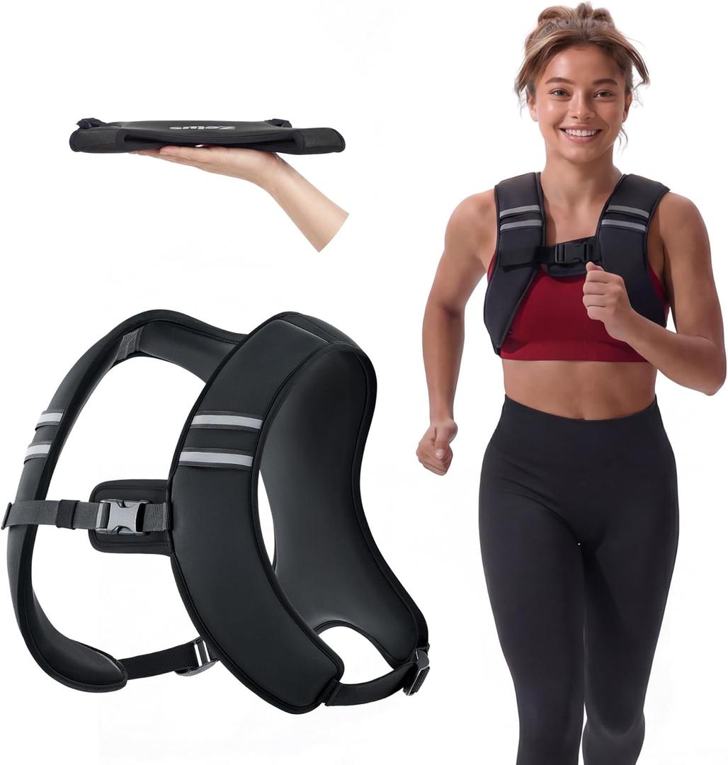 ZELUS Weighted Vest, Washable Z-Fit Soft Iron Weighted Vest for Women and Men, 10 lb Weight Vest with Reflective Strips & Adjustable Straps, Ultra Thin Weight Vest for Gym Strength Training (Black)