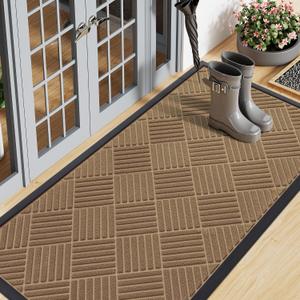 Smiry Front Door Mat Outside Entrance, Natural Rubber Doormat, 71x23 Inch