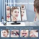 HUONUL Makeup Mirror, Vanity Mirror with Lights, 2X/3X/10X Magnification, Touch Control, Trifold, Dual Power Supply, Mothers Day for Mom Gifts,Gifts for Women, Wife, Mom, Girls,Dorm Room Essentials