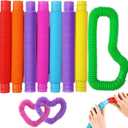 10 Pcs Pop Tubes Sensory Fidget Tubes Summer Toddler Toys Party Favors with Autism Classroom Prizes Gifts Goodie Bag Stuffers Anxiety Stress Relief Toys for Kids Adults