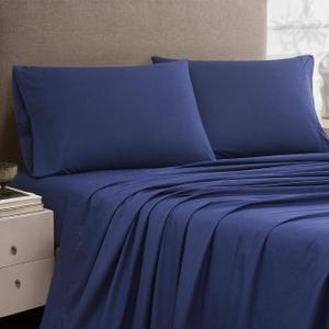 Linen Closet Luxury Cotton Percale King Pillowcases, Set of 2, Navy