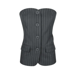 Gimme top gray pinstripe Gimme top gray pinstripe