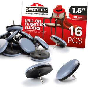 Chair Glides X-PROTECTOR 1.5" Furniture Glides 16 pcs Best Nail on Furniture Sliders Premium Chair Leg Floor Protectors Slide Effortlessly with Chair Leg Pads That Protects Your Floor