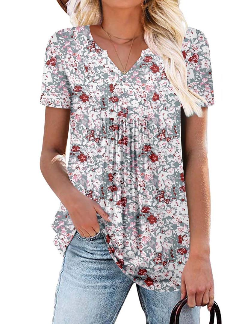 BETTE BOUTIK womens dramatic shirt loose fit button down shirts pleated womens plus size tops women work tops GrayPink Large (Blue)