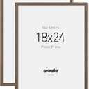 Yaetm 18x24 Frame - Brown Walnut, Solid Wood 18 x 24 Poster Frame for Picture & Art Print, Lightweight, Horizontal and Vertical Wall Hanging for Photo Gallery (2 Pack, Walnut)