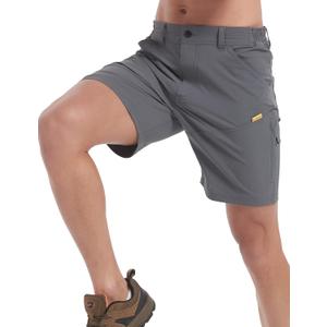 HARD LAND Hiking Shorts Men Cargo Quick Dry Lightweight Stretch Tactical Shorts for Fishing Travel Casual with Multi Pockets (Black)