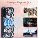 for Samsung Galaxy A36 5G Phone Case - Compatible with MagSafe Women Girls Cute Magnetic Protective Cover Girly Blue Butterfly Heavy Duty Shockproof Design for Samsung A36 5G Cases 6.7"