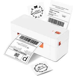 Bluetooth Thermal Shipping Label Printer, 4x6 Portable Wireless Thermal Address Label Printer for Small Business, Compatible with iPhone Android Windows, Used for Ebay Shopify USPS, White