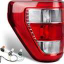 Tail Light Assembly Compatible with Ford F150 XL XLT 2021 2022 2023, F150 Halogen W/o Blind Spot Taillight W/Bulb & Harness, Left Driver Side, OEM: ML3Z13405F