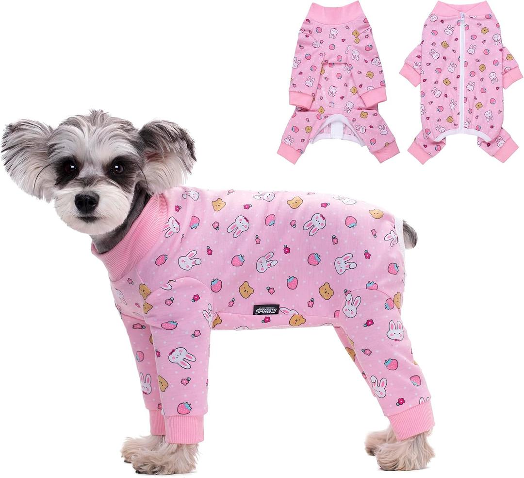 Pink Dog Recovery Suit Female Male for Small Medium Dogs,Dog Surgical Recovery Suite Bodysuit After Surgery Zipper On Back Puppy Cat Long Sleeve Onesies Bodysuit After Surgery Wound Protective