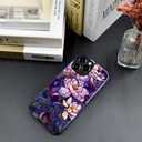 Case for iPhone 15 Pro,Fits Glossy Case Design for Girl Women,Stained Glass Flower Floral Purple