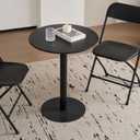 Round Dining Table 24" Circle Tulip Table with Metal Thickened Tabletop & Sturdy Metal Pedestal Mid Century Modern Leisure Bistro Kitchen Tables 2 People Small Places Living Room Cafe,Black
