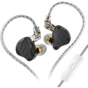 KZ ZS10 PRO X in Ear Monitor Headphones, Upgrade 4BA+1DD Hybrid Driver IEM Earphones, HiFi Metal Wired Gaming Earbuds, for Singers Bass Player Drummers Guitarist Musicians Dj (with Mic,Black)