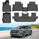 Floor Mats for Lincoln Aviator 6 Passenger 2020-2025 (Not Fit for 7-Seat), Custom Fit Heavy Duty TPE All Weather Protection, Waterproof Non-Slip Black Car Liners (Three-Row Floor Mats)