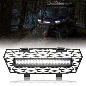 SAUTVS Mesh Grille with LED Spotlight for Polaris General 1000/ XP 1000/4 2016-2025 Accessories, Front Mesh Grill with LED Light Bar