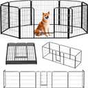 NEWBULIG Dog Playpen 8 Panels 32" Height Foldable Heavy Duty Metal Dog Exercise Playpen Puppy Fence for Indoor Outdoor Yard (Jet Black)