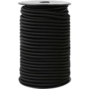 Strong and Durable Bungee Cord Roll - 1/4" x 100ft Elastic Cord, Kayak Stretch String Rope, Bungee Shock Cords for Repairing Tent Poles, DIY, Tie Downs, Black