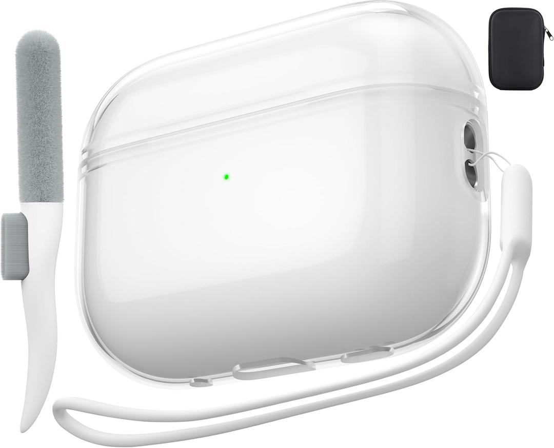 Valkit Compatible Airpods Pro 2nd/1st Generation Case Clear with Cleaner Kit, Soft TPU Airpods Pro 2 Gen Case Protective Cover Shockproof iPods Pro 2 Case for Airpods Pro Gen 2nd/1st 2023/2022/2019 (Airpods Pro 2 Case)