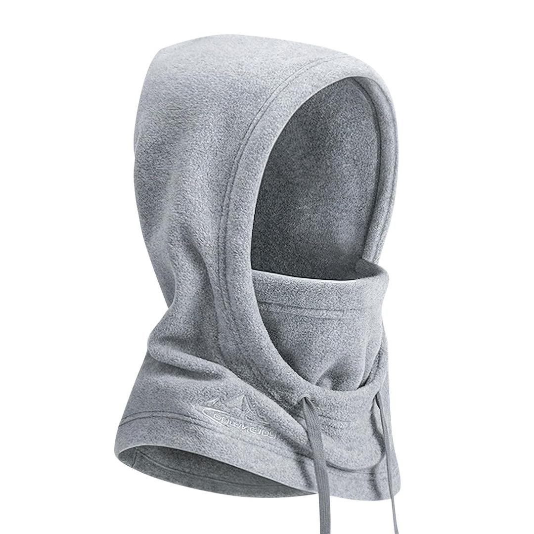 Balaclava Hood Ski Mask for Men Women Winter Hooded Scarf Face Masks Neck Head Cover Windproof Fleece Warmer Cold Weather Gray