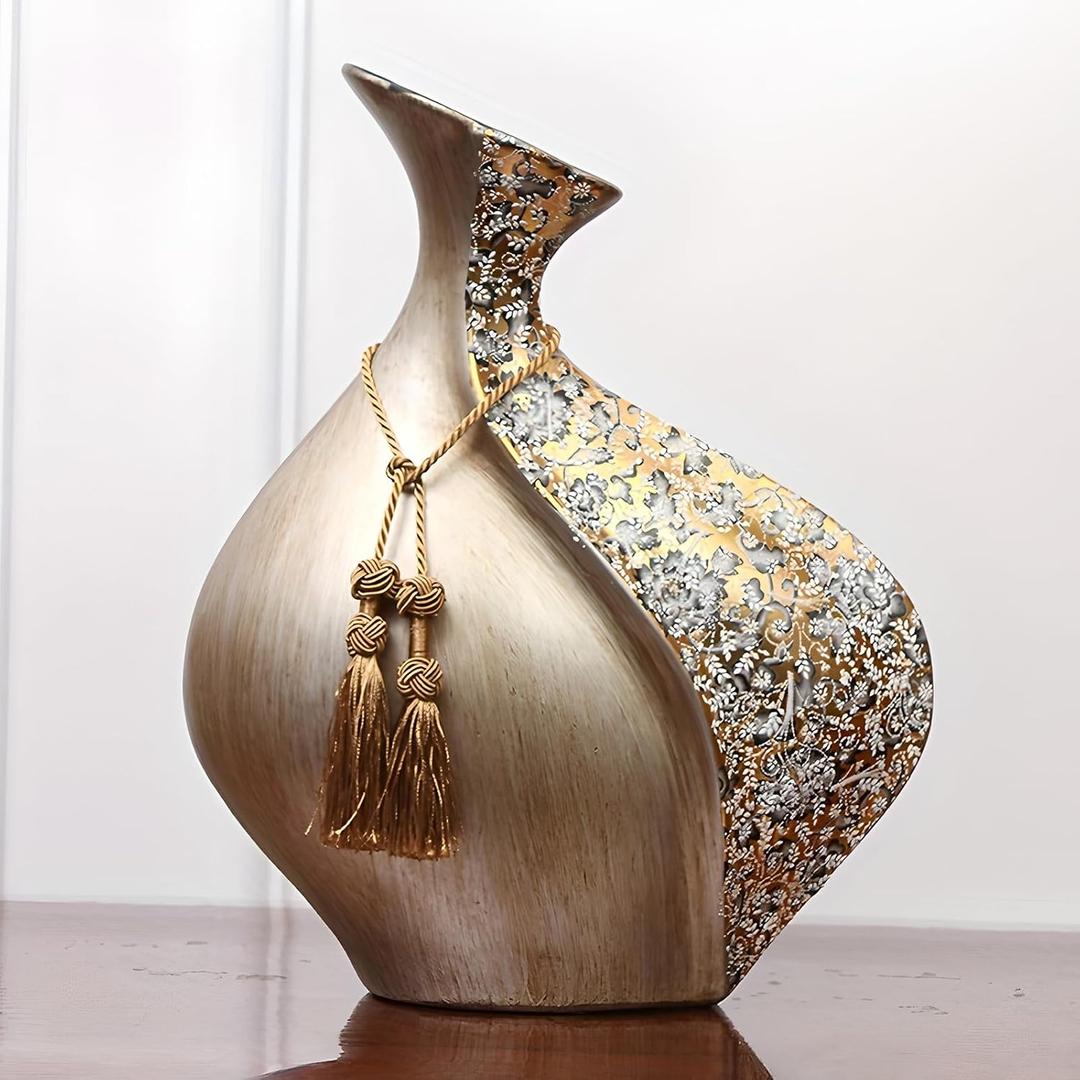 European Style Ceramic Flower Vase |15 Inch Pottery Big Boho Vase for Home Decor, Modern Decorative Vase for Dining Table,Not Suitable for Water, Suitable for Dry Flowers and Simulated Flowers
