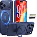 TORRAS for iPhone 17 Pro Max Case with Stand, Compatible with MagSafe, 4X Military Grade Protection, Camera Control Button Translucent Slim Phone Case for iPhone 17 Pro Max 6.9", Deep Blue