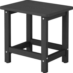 Weatherproof Outdoor Side Table, HDPE Small Outdoor Table for Adirondack, 16.6-Inch Patio Square End Tables for Garden, Backyard, Porch, Deck, Balcony, Poolside (Black)