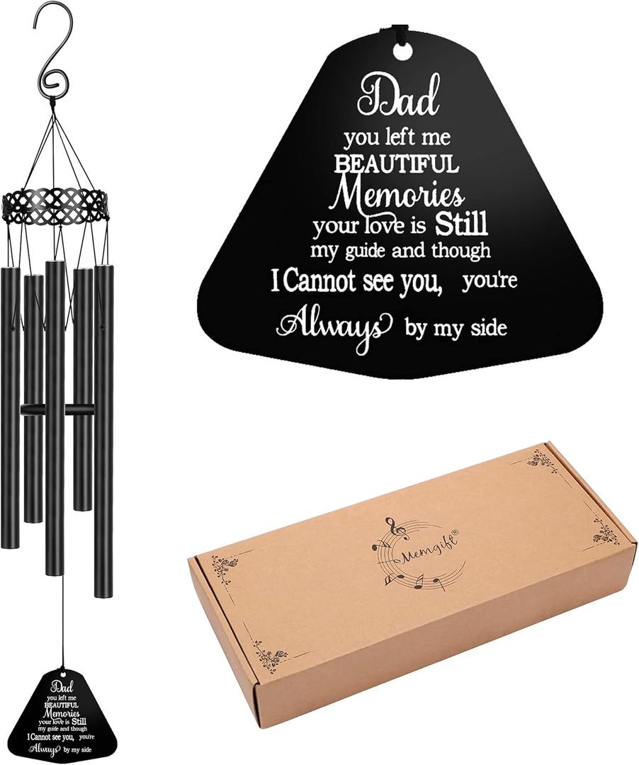 Memorial Wind Chimes for Loss of Father Sympathy Gifts Loss of Dad Papa Remembrance Large Angel Windchimes Outside Indoor Garden Home Déco, Pack of 2