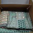 LEAONME Quilt Set King Size 3 Piece Bedspread Lightweight Microfiber Floral Paisley Olive Green, 98x106 Inch