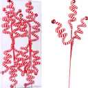 4PC Set Red/White Christmas Tree Decoration Woolen Bells Curly Pick, Christmas Ornaments Home Office Party