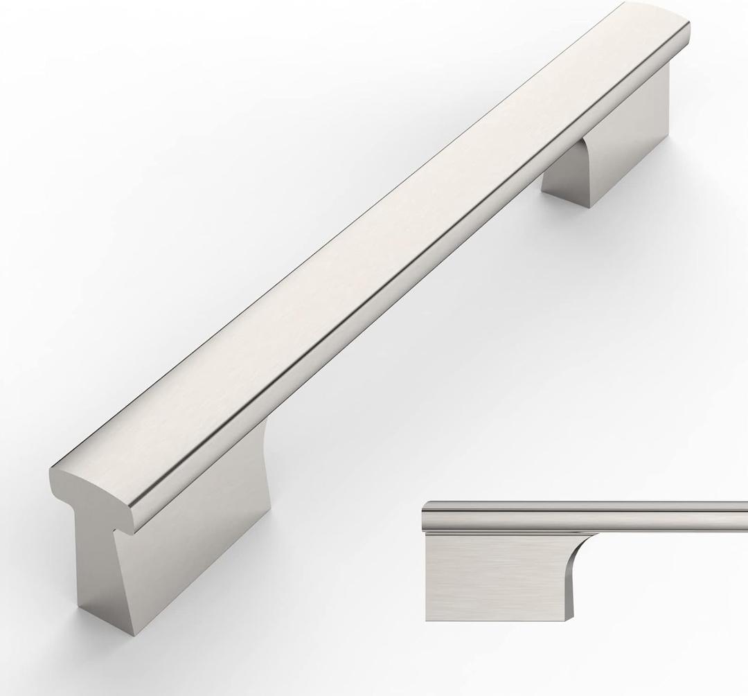 Amerdeco 10 Pack Brushed Satin Nickel Cabinet Pulls 5 Inch(128MM) Hole Centers Kitchen Cabinet Handles Hardware