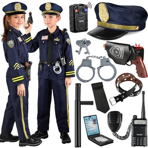 GIFTINBOX 12PCS Police Costume for Kids, Kids Police Officer Costume for Boys Girls with Accessories, Halloween Costumes for Boys and Girls, Size: S(4-5Y)