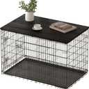 Piskyet Dog Crate Topper Wood Countertop for 48 42 36 30 24 inch Dog Cage, Dog Crate Cover,Dog Kennel Topper(Crate Not Include) (Black, for 42 Inch Crate)